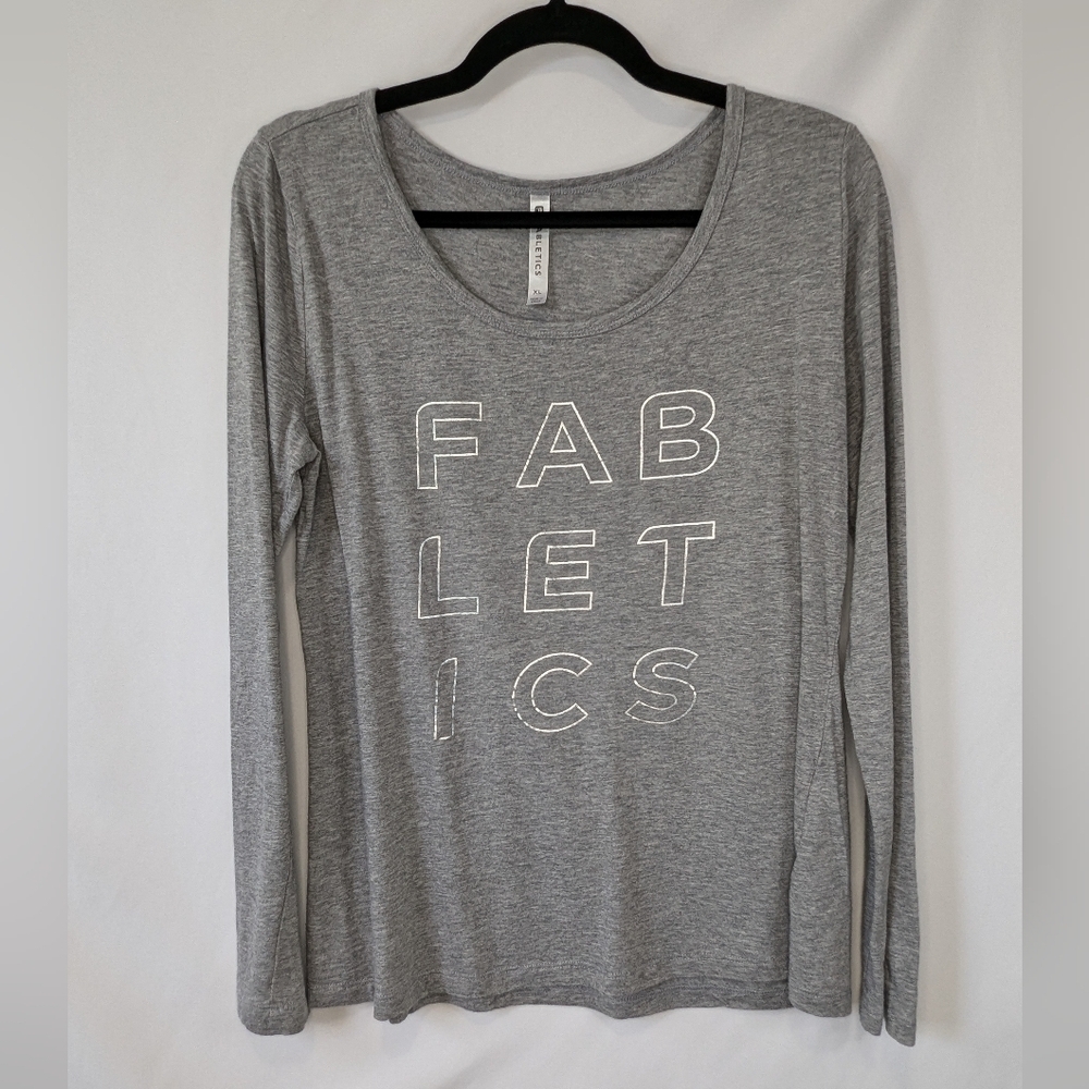 Fabletics Women's Long Sleeve Gray Print Shirt, Women's Size XL